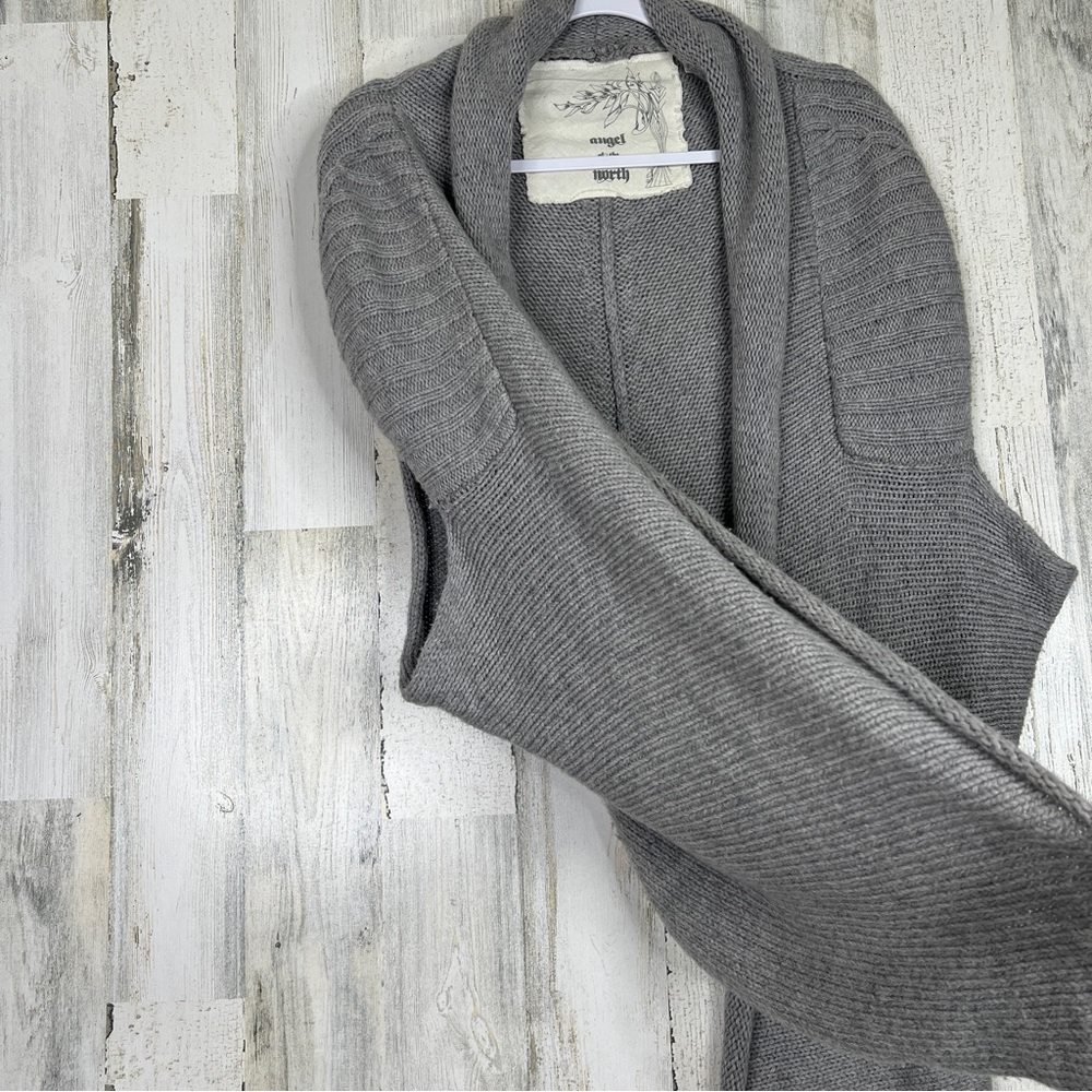 Angel of North Womens Lambswool Sleeveless Cardigan Size M/L Open Front Knit Top - Picture 6 of 9